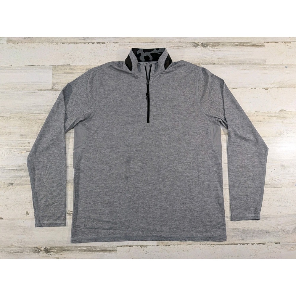 Greyson Pullover Mens XL Gray Performance Quarter Zip Sweater Wolf Logo